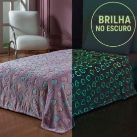 Cobertor Infantil Mágico Encantos Brilha No Escuro Havan Kids - Corações Pink