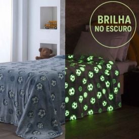 Cobertor Infantil Mágico Encantos Brilha No Escuro Havan Kids - Futebol Azul