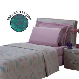 Cobertor Infantil Mágico Encantos Brilha No Escuro - Rainbow Branco