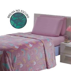 Cobertor Infantil Mágico Encantos Brilha No Escuro - Rainbow Rosa Pink