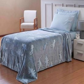 Cobertor Infantil Mágico Encantos Brilha No Escuro - Azul Jurassic