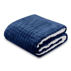 Cobertor Queen Requinte Sherpa Havan Casa - Midnight Blue