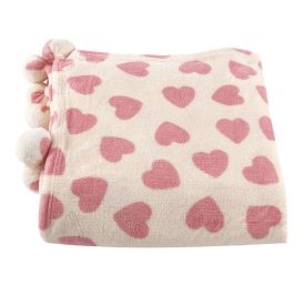 Cobertor Solteiro Infantil Pompom Havan Kids - Coração Rosa