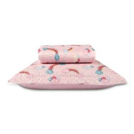 Kit Colcha Solteiro Dupla Face Matelado Havan Kids 2 pçs - Unicórnio Rosa