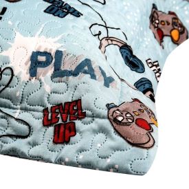 Kit Colcha Solteiro Dupla Face Matelado Havan Kids 2 pçs - Game Play Azul