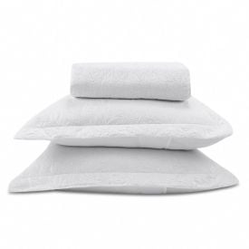Kit Colcha King 100% Poliéster Lisa Versalhes Havan Casa 3 Pçs - Branco