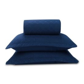 Kit Colcha King 100% Poliéster Lisa Versalhes Havan Casa 3 pçs - Midnight Blue