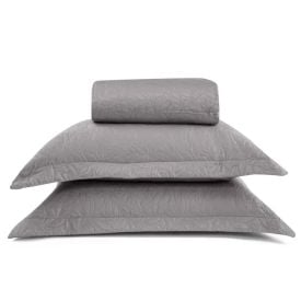 Kit Colcha King 100% Poli&eacute;ster Lisa Versalhes Havan Casa 3 Pe&ccedil;as - Cinza Amianto