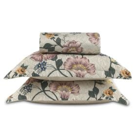 Kit Colcha King 100% Poliéster Havan Casa 3 Pçs - Annie Bege Floral