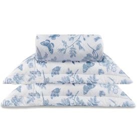 Kit Colcha King Versalhes Estampada Havan Casa 3 pçs - Floral Azul
