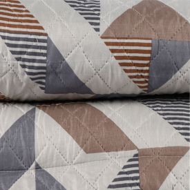 Kit Colcha King Versalhes Estampada Havan Casa 3 Peças - Bege Com Cinza