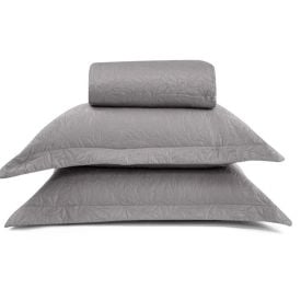 Colcha Queen 3 Peças Lisa Versalhes Havan Casa - Cinza Urbano