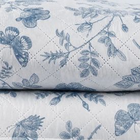 Kit Colcha Solteiro Versalhes Estampada Havan Casa 2 Peças - Floral Azul