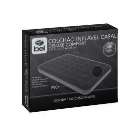 Colchão Inflável Casal Deluxe Comfort Preto Bel Resistente e Prático - Preto