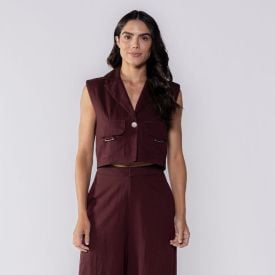 Colete Feminino De Poliamida Patricia Foster Bordo