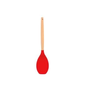 Colher De Silicone Com Cabo De Madeira 31,5Cm - Vermelho