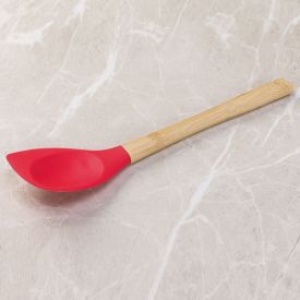 Colher Espátula de Silicone com Cabo de Bambu Havan Casa - Vermelho