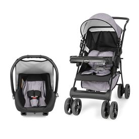 Kit Carrinho de Bebê Solare e Bebê Conforto Tutti Baby - Cinza Mescla