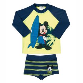 Conjunto De Bebê Camiseta + Sunga Mickey Proteção UV Marlan Malhas
