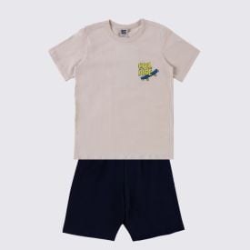 Conjunto Infantil Menino 4 a 10 Anos Hot Dog Baunilha/Marinho