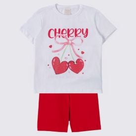 Conjunto Infantil Menina 4 A 10 Anos Marmelada Branco