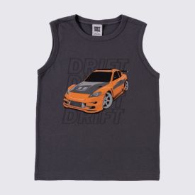 Conjunto Infantil Menino 4 a 10 Anos Hot Dog Grafite/Mescla