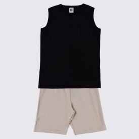 Conjunto Juvenil Menino 12 a 16 Anos Hot Dog Preto/Bege