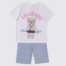 Conjunto Juvenil 12 a 16 Anos Marmelada Off/Azul