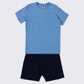 Conjunto Infantil Menino 4 a 10 Anos Hot Dog Azul Hortensia/Marinho