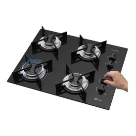Fogão Cooktop a Gás Fischer 4 Bocas Trempe Iron Preto Bivolt