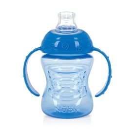 Copo Com Alça E Super Bico De Silicone Nuby 240Ml - Azul