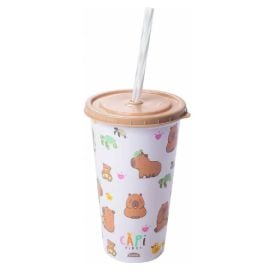 Copo Com Canudo Capivara 500 Ml - Plasútil