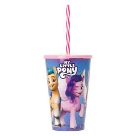 Copo com Canudo Decorado 580Ml Plasvale - Litte Pony