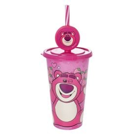 Copo com Canudo e Pin Lotso 500Ml Plasútil - Rosa