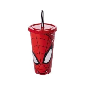 Copo Com Canudo Homem Aranha Plasútil 700 Ml - Sortido