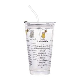 Copo Coqueteleira Lyor De Vidro Com Canudo E Receitas - 450ml