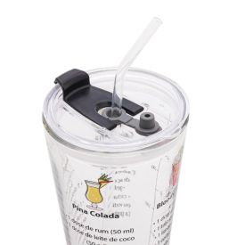 Copo Coqueteleira Lyor De Vidro Com Canudo E Receitas - 450ml