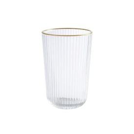 Copo De Vidro Filete Dourado Lines Wolff 430Ml - Transparente