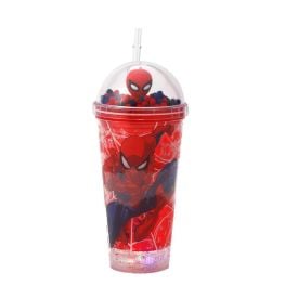 Copo Led Com Canudo Homem Aranha Marvel 450Ml - Sortido