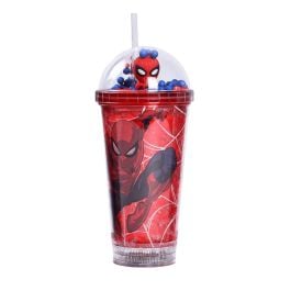 Copo Led com Canudo Homem Aranha Marvel 450Ml - Sortido