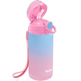 Copo Térmico Infantil Parede Dupla com Canudo 400 ml Buba - Rosa