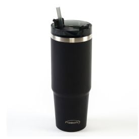 Copo Térmico Com Canudo Plasvale 900Ml - Preto