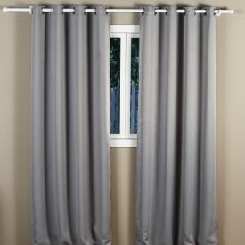 Cortina Para Quarto E Sala  2,60X2,30 M Corta Luz Tecido Brilho Liso - Titanio