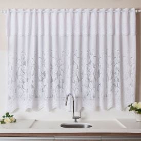 Cortina Para Cozinha De Renda 2,00X1,20M Com Bandô Havan - Branco