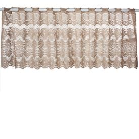 Cortina Em Renda 2,00X60cm Para Cozinha - Arabesco Taupe