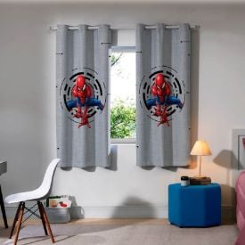Cortina Infantil 2,40X1,70 Corta Luz Homem Aranha Havan Casa - Cinza