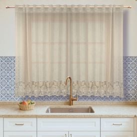 Cortina para Cozinha de Renda 2,00X1,50 m Havan Casa - Bege Costela De Adão