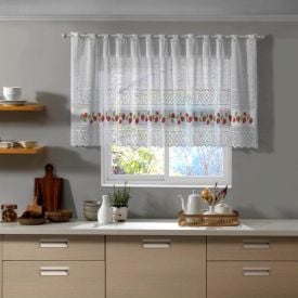 Cortina Valencia Para Cozinha Em Renda 200X80cm Havan - Moranguinho