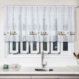 Cortina Valencia Para Cozinha Em Renda 200X80cm Havan - Corujinhas Branco