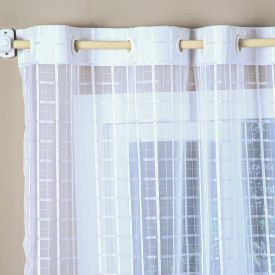 Cortina Para Cozinha  2,60X1,20 Voil Xadrez Havan Casa - Branco